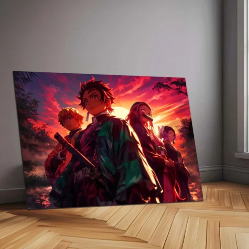 Anime Metal Poster | Demon Slayer Anime Wall Art | Sibling Bond Aesthetic