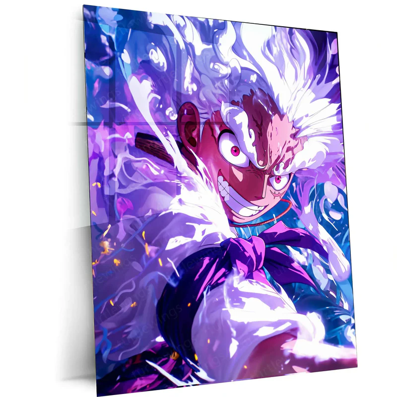 1 Luffy Gear 5 Metal Poster ? One Piece Nika Awakening Wall Art - Image 1
