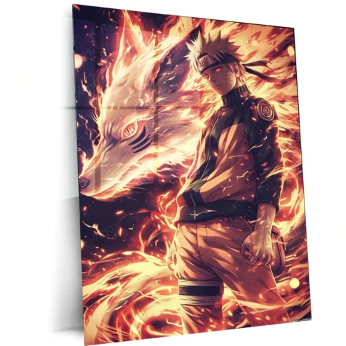 Naruto x Kurama Metal Poster ? Legendary Tailed Beast & Ninja Duo | Naruto Anime Wall Art