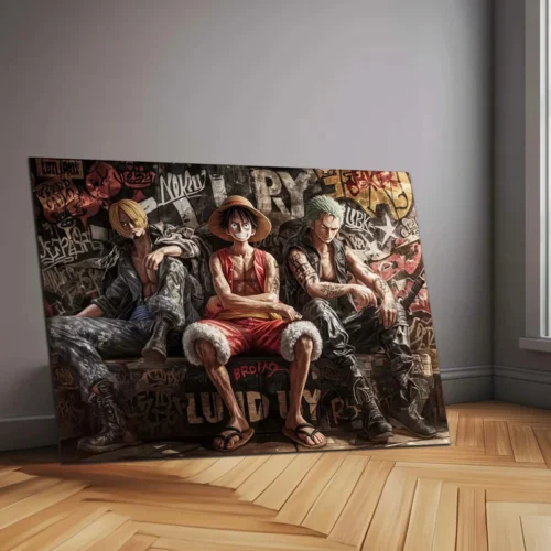 Luffy, Zoro & Sanji Metal Poster | One Piece Trio Wall Art | Straw Hat Pirates Decor