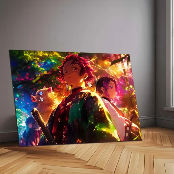 Tanjiro & Nezuko Metal Poster | Demon Slayer Anime Wall Art | Sibling Bond Aesthetic