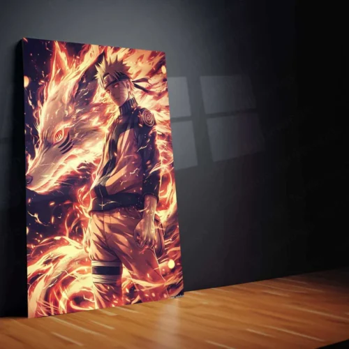 Naruto x Kurama Metal Poster ? Legendary Tailed Beast & Ninja Duo | Naruto Anime Wall Art - Image 2