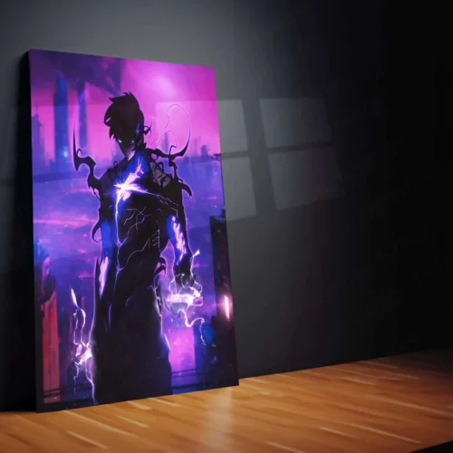 Sung Jin-Woo Metal Poster | Solo Leveling Anime Wall Art | Shadow Monarch Aesthetic Decor - Image 2