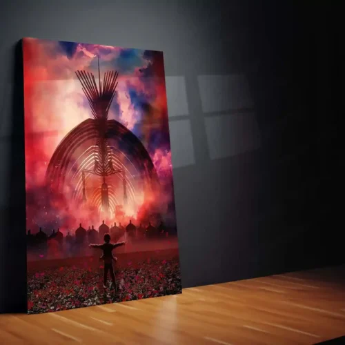 Anime Metal Poster | Attack on Titan ? Eren vs Founder Titan Metal Poster | Fiery Sky Epic Anime Wall Frame - Image 2