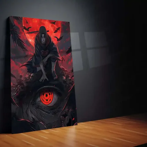 Anime metal poster | Itachi Uchiha ? Moonlit Mangeky? Metal Poster | Naruto Anime Wall Frame - Image 2
