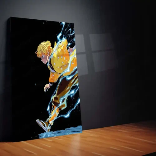 Zenitsu with Thunder Breathing ? Demon Slayer Metal Frame | Anime Action Poster | Striking Lightning Wall Art - Image 2