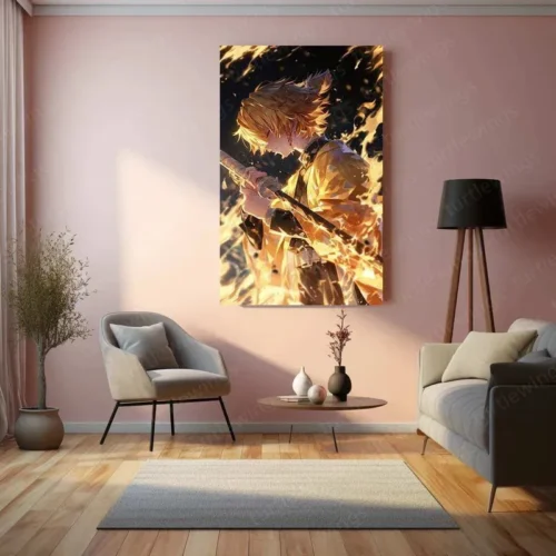 Zenitsu Agatsuma Metal Poster ? Demon Slayer | Lightning-Fast Warrior Wall Art - Image 3