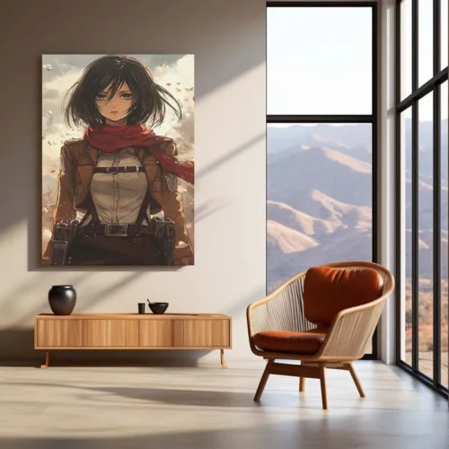 Anime Metal Poster | Mikasa Ackerman Metal Poster | Attack on Titan x Jujutsu Kaisen-Inspired Anime Art - Image 3