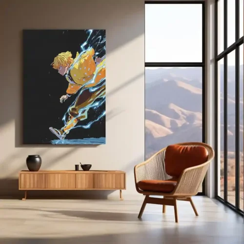 Zenitsu with Thunder Breathing ? Demon Slayer Metal Frame | Anime Action Poster | Striking Lightning Wall Art - Image 3