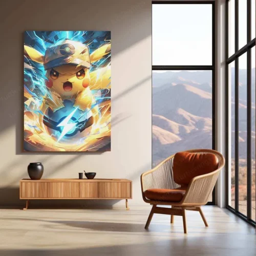 Pikachu Metal Poster ? Iconic Electric Pok?mon | Cute Pikachu Anime Wall Art - Image 3