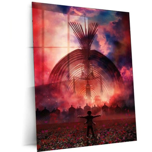 Anime Metal Poster | Attack on Titan ? Eren vs Founder Titan Metal Poster | Fiery Sky Epic Anime Wall Frame