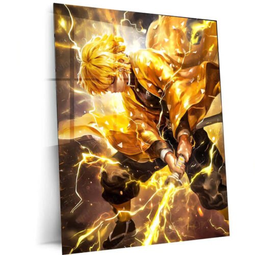 Anime Metal Poster | Zenitsu Agatsuma ? Demon Slayer Metal Poster | Thunder Breathing Anime Wall Frame