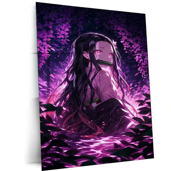 Nezuko Kamado Metal Poster ? Demon Slayer?s Fiery Protector | Stunning Nezuko Anime Wall Art 2