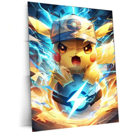 Pikachu Metal Poster ? Iconic Electric Pok?mon | Cute Pikachu Anime Wall Art