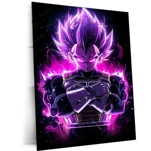 Vegeta Metal Poster ? Dragon Ball Z Warrior | Saiyan Prince Wall Art | Powerful Anime Decor