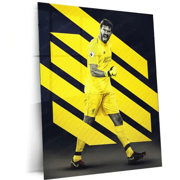 Alisson Becker Liverpool Yellow Jersey Celebration ? Metal Frame | Goalkeeper Wall Art