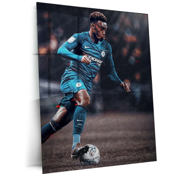 Callum Hudson-Odoi Chelsea Dribble Glitch ? Metal Frame | Dynamic Glitch Art Football Poster