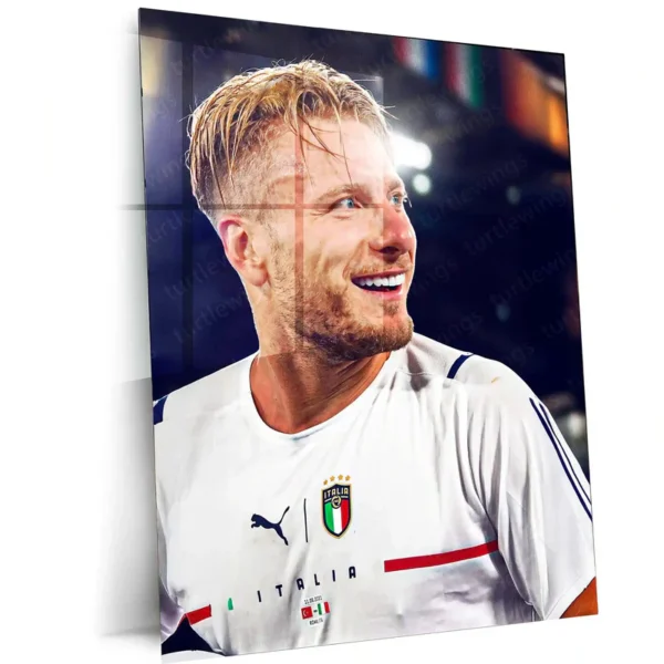 Ciro Immobile Italy Smiling ? Metal Frame | Azzurri Striker Wall Art