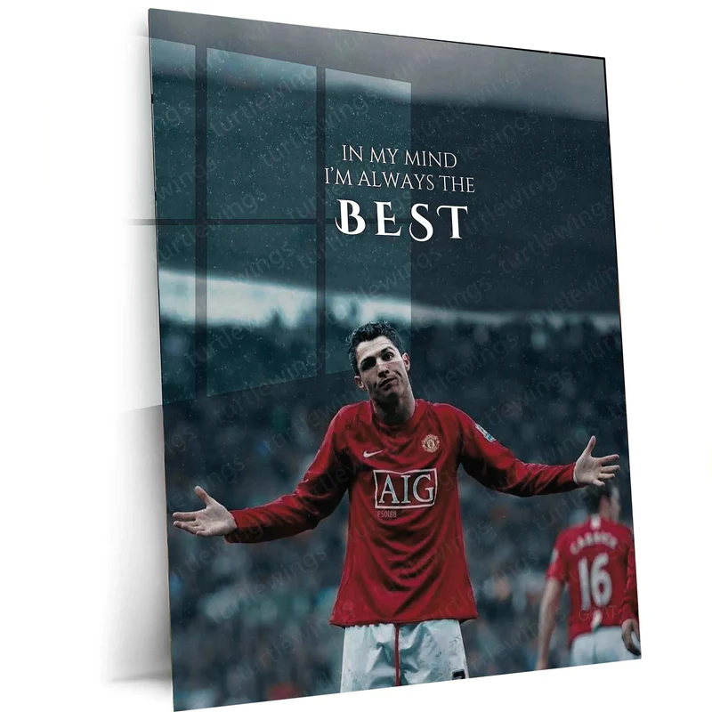 1 Cristiano Ronaldo Metal Poster | GOAT Portrait Wall Art | Football Legend Decor - Image 1