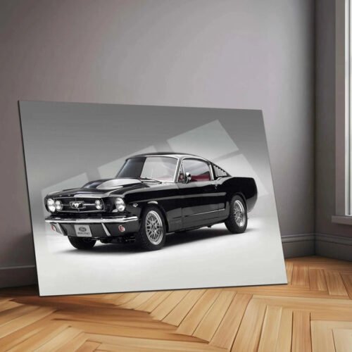 Car Metal Poster | 1965 Ford Mustang Fastback Metal Poster ? Classic Muscle Car Wall Art