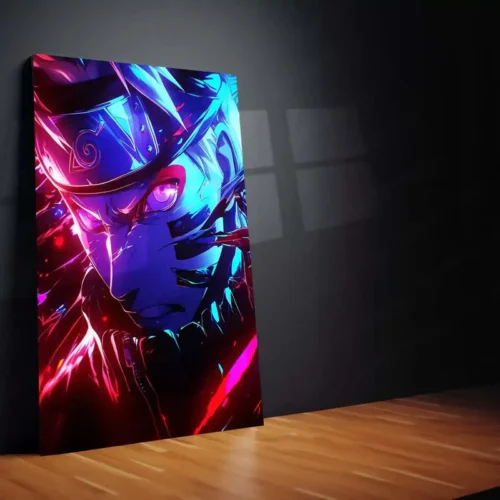 Anime Metal Poster | Neon Fury Naruto ? Intense Shinobi Energy Metal Poster | Anime Wall Frame - Image 2