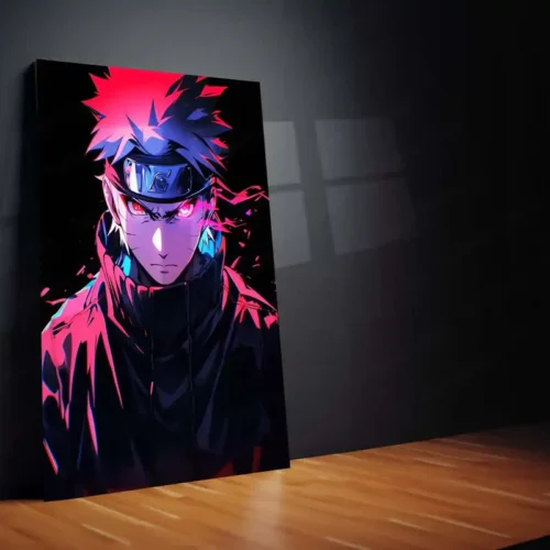 Anime Metal Poster | Naruto with Red Aura Eyes Metal Poster | Demon Fox Chakra Anime Wall Frame - Image 2
