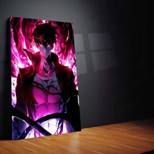 Sung Jin-Woo Red Edition ? Solo Leveling Metal Poster | Shadow Monarch Rage Wall Frame - Image 2