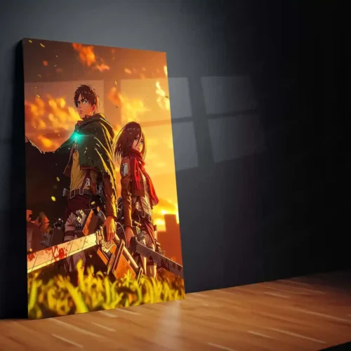 Anime Metal Poster | Attack on Titan ? Eren Yeager & Mikasa Ackerman Metal Poster | Anime Duo Wall Frame - Image 2