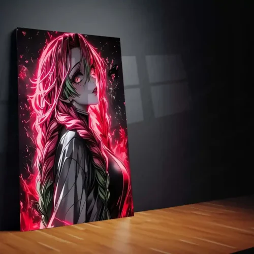 Anime metal poter | Mitsuri Kanroji ? Demon Slayer Metal Poster | Love Hashira Anime Wall Frame - Image 2