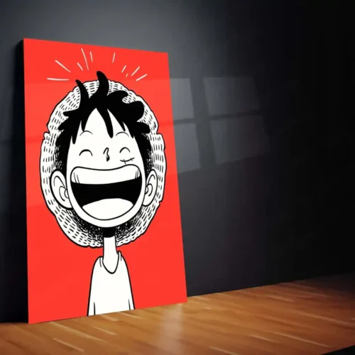 Luffy Laughing ? Minimal One Piece Metal Frame | Anime Wall Art - Image 2