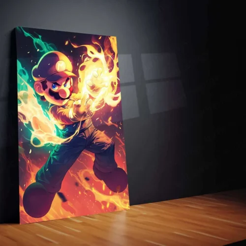 Mario Fireball Metal Poster ? HD Action in Green & Yellow - Image 2