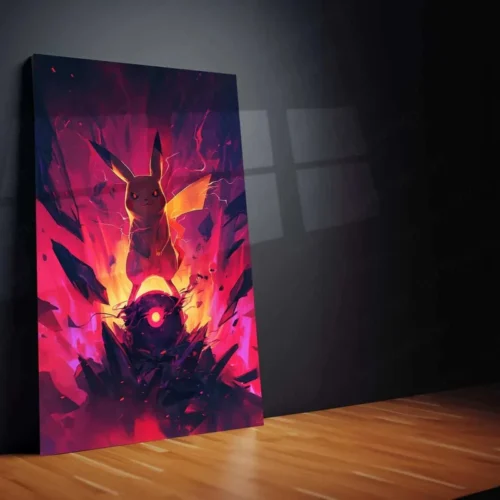 Pikachu Metal Poster ? Pok?mon Wall Art in HD Yellow & Red Design - Image 2