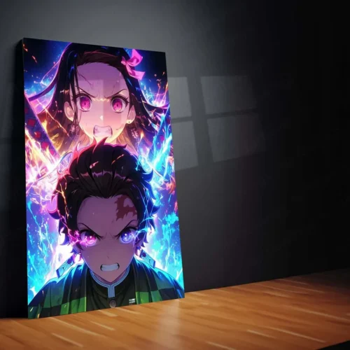 Tanjiro & Nezuko Metal Poster | Demon Slayer Anime Wall Art | Sibling Bond Aesthetic 2 - Image 2