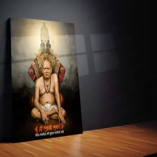 Spiritual Metal Poster | Shree Swami Samarth with Vitthu Mauli Background | Devotional Wall Frame - Image 2