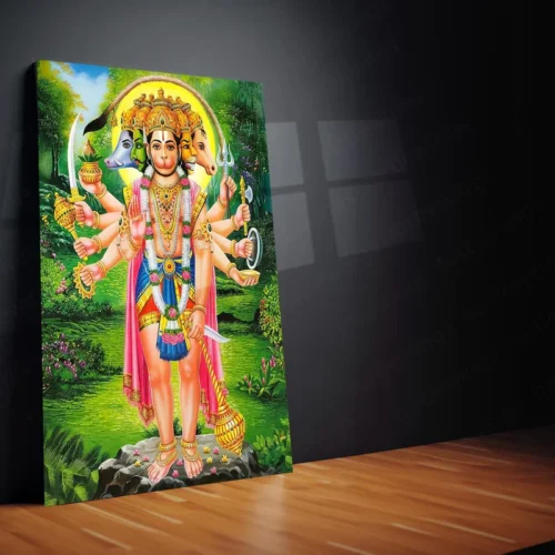 Spiritual God Metal Poster | Panchamukhi Hanuman Metal Poster | Divine Protection Wall Art | Spiritual Decor for Home - Image 2