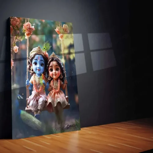 Radha Krishna Metal Poster | Divine Love Wall Art | Spiritual & Aesthetic Decor - Image 2