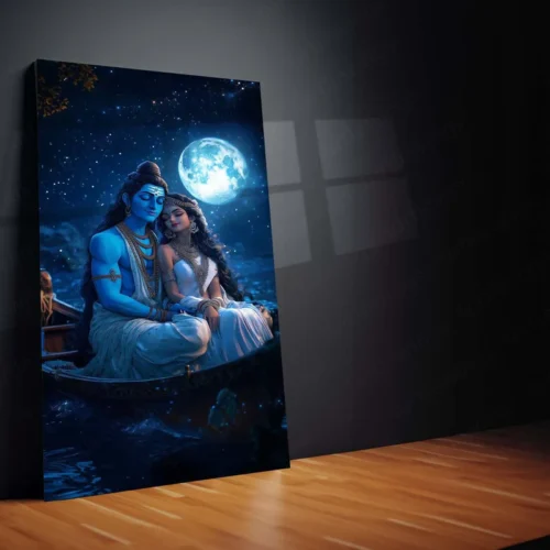 Spiritual Metal Poster | Lord Shiv Parvati Metal Poster | Divine Couple Wall Art | Spiritual Decor for Home & Temple 03 - Image 2