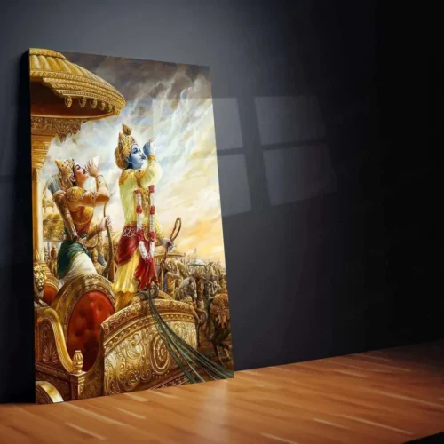 Shri Krishna & Arjuna Metal Poster ? The Bhagavad Gita Warrior?s Wisdom Art - Image 2
