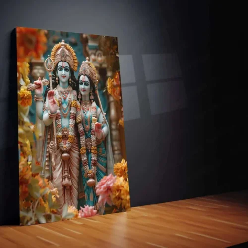 Ram Sita Metal Poster ? Divine Couple Wall Art | Spiritual Hindu Home Decor - Image 2