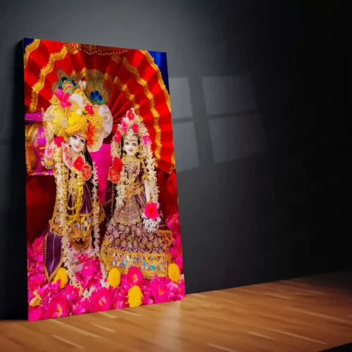 Shri Ji Shringaar ? Radha Keli Kunj Spiritual Metal Frame | Divine Wall Art - Image 2