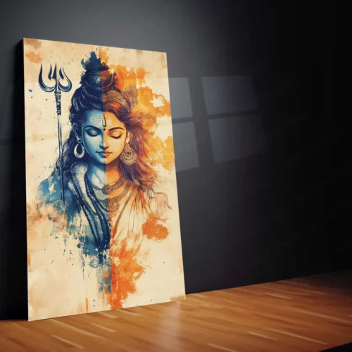 Spiritual Metal Poster | Lord Shiv Parvati Metal Poster | Divine Couple Wall Art | Spiritual Decor for Home & Temple 02 - Image 2