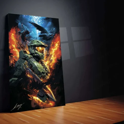 Halo Metal Poster ? Epic Sci-Fi Action Art | Legendary Master Chief Wall Decor - Image 2