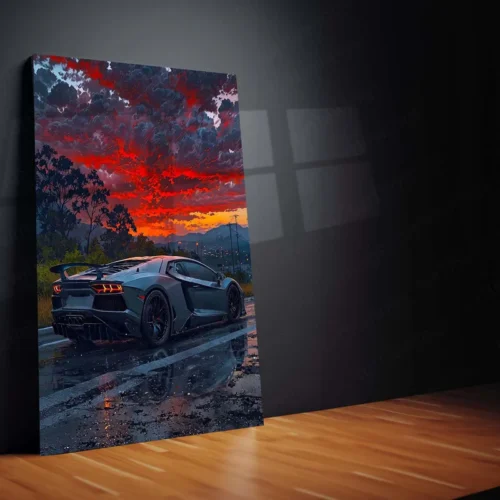 Car Metal poster | Lamborghini Black Metal Poster | Luxury Supercar Wall Art - Image 2