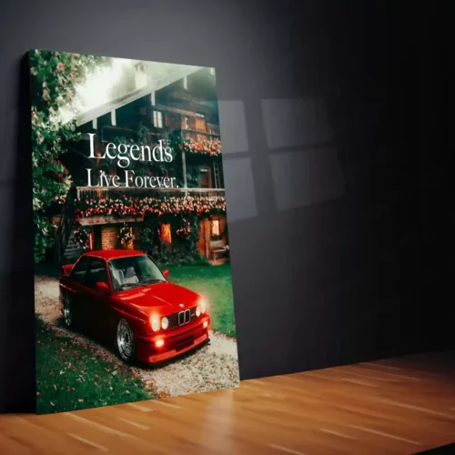 Cars Metal Poster | BMW M5 ? Legends Live Forever Metal Poster | Iconic Sports Car Wall Frame - Image 2