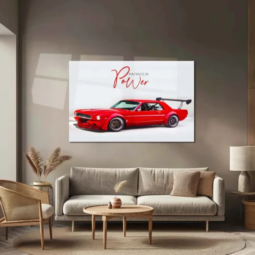 Patience is Power ? Ford Mustang Fastback Metal Frame | Vintage Muscle Car Wall Art - Image 3