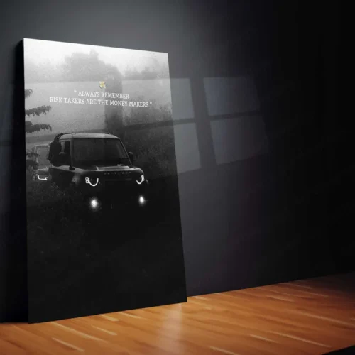 Land Rover Defender with Quote Metal Poster | Off-Road Adventure Wall Art - Image 2