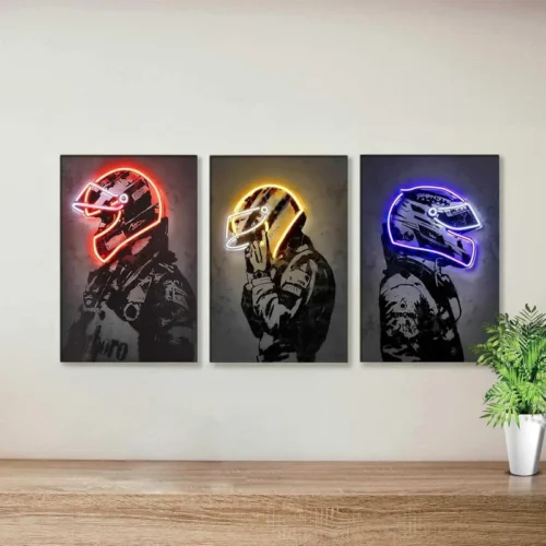 Set of 3 F1 Racing Cars Driver Neon LED Metal Frames | For the Ultimate Motorsport Enthusiast - Image 3