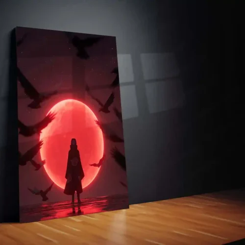 Anime Metal Poster | Itachi Uchiha ? Red Moon Metal Poster | Naruto Akatsuki Wall Frame - Image 2