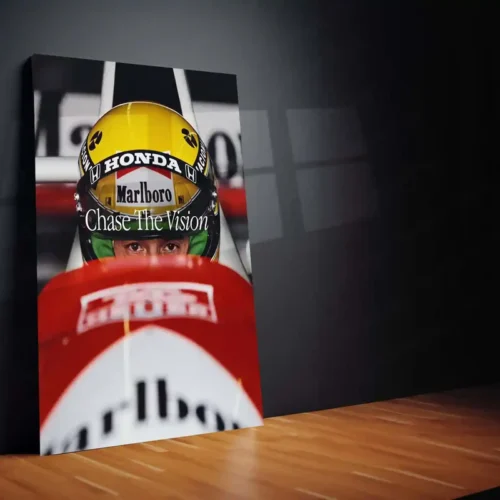 Ayrton Senna ?Chase The Vision? Poster ? Focused Eyes Behind Honda Helmet Metal Frame - Image 2