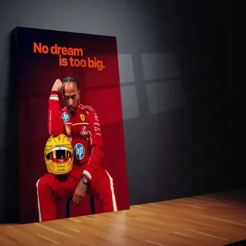 No Dream Is Too Big ? Lewis Hamilton in Ferrari Suit Motivational Metal Frame | F1 Racing Wall Art - Image 2